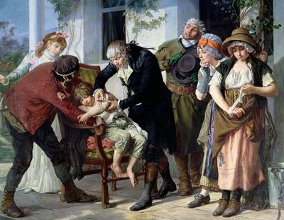 Edward Jenner performing the first vaccination against Smallpox in 1796, 1879 (detail) by Gaston Melingue